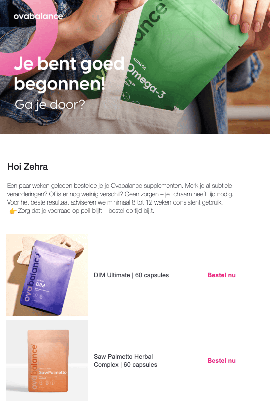 Ovobalance Email Template Replenishment